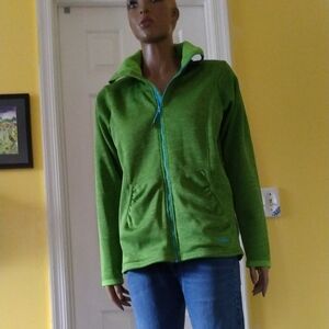 Wms size M Cabela's Athletic spring green jacket with turquoise zipper pockets